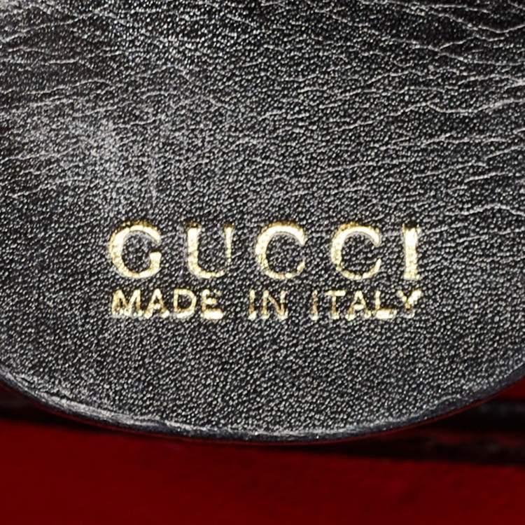 Pre Owned Gucci Black Leather Vintage Bamboo Top Handle Bag