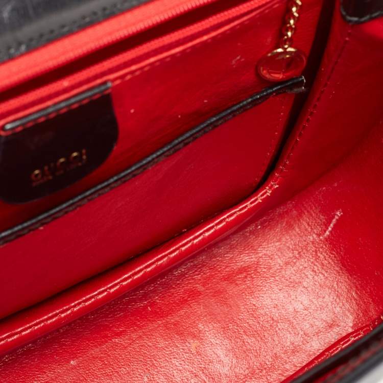 Pre Owned Gucci Black Leather Vintage Bamboo Top Handle Bag