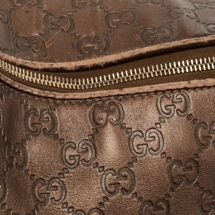 Pre Owned Gucci Dark Brown Guccissima Leather Heart Bit Charm Hobo