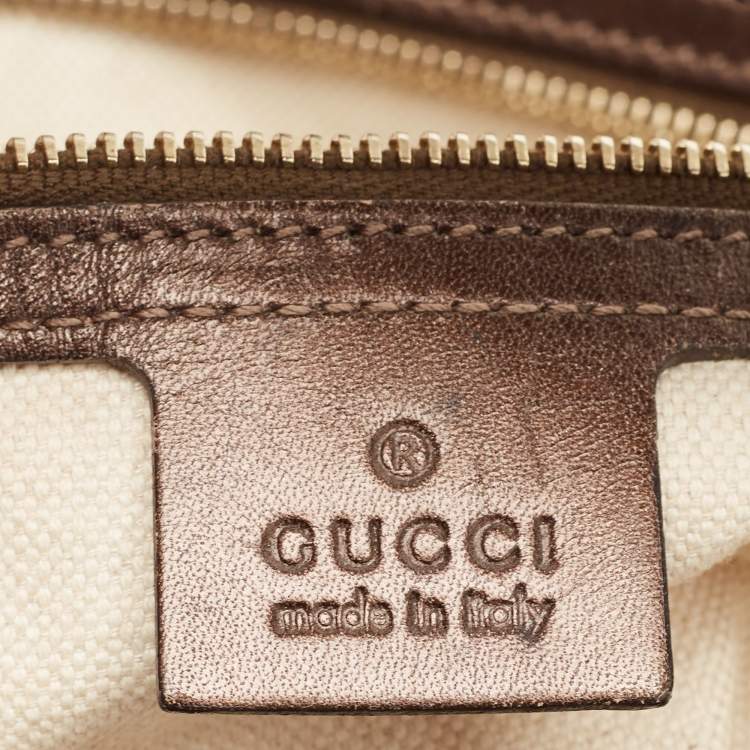 Pre Owned Gucci Dark Brown Guccissima Leather Heart Bit Charm Hobo