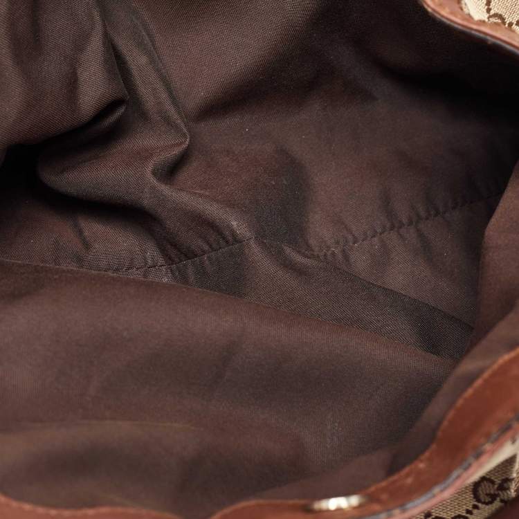 Pre Owned Gucci Beige/Brown GG Canvas and Leather Medium Sukey Tote