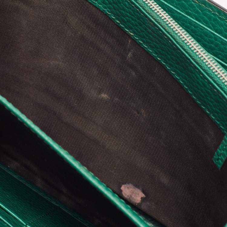 Pre Owned Gucci Green Leather Dionysus Wallet On Chain