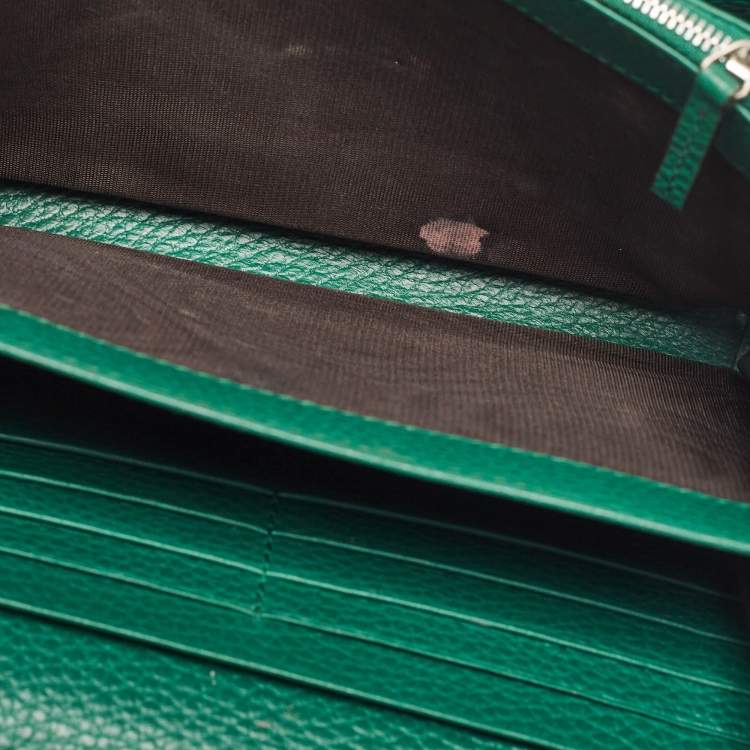 Pre Owned Gucci Green Leather Dionysus Wallet On Chain