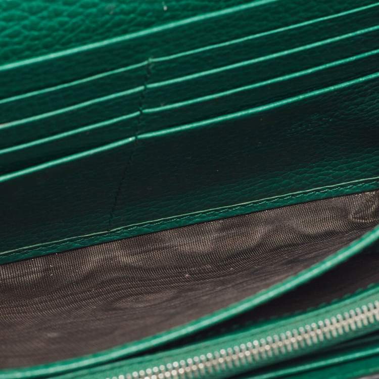 Pre Owned Gucci Green Leather Dionysus Wallet On Chain