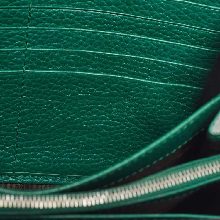 Pre Owned Gucci Green Leather Dionysus Wallet On Chain