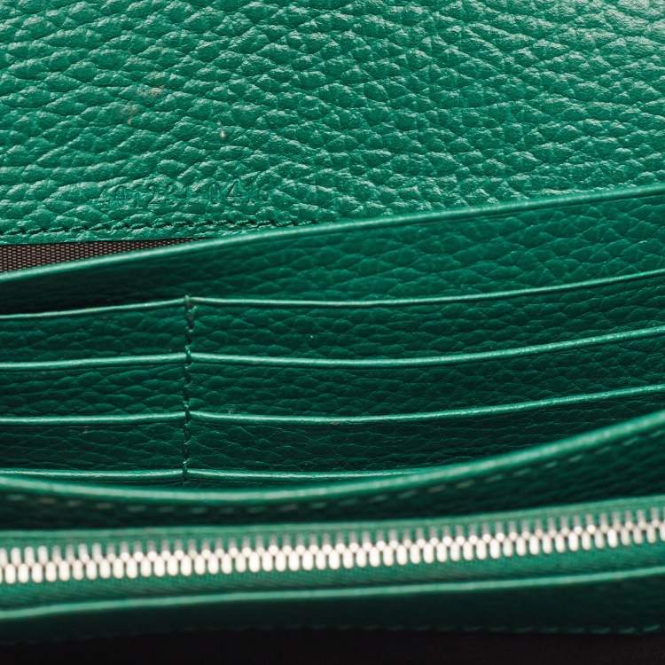 Pre Owned Gucci Green Leather Dionysus Wallet On Chain