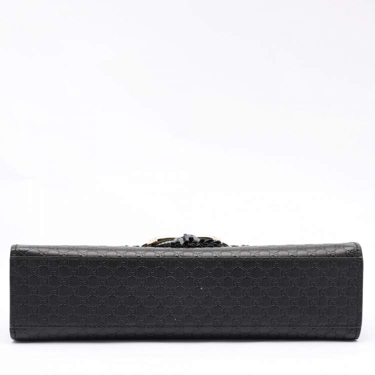 Pre Owned Gucci Black Microguccissima Leather Medium Emily Chain Shoulder Bag