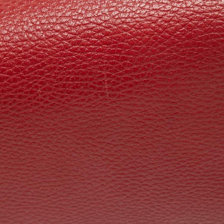 Pre Owned Gucci Red Leather Small Dollar Interlocking G Crossbody Bag