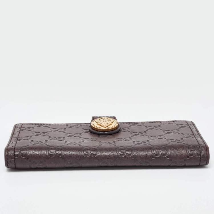 Pre Owned Gucci Brown Guccissima Leather Hysteria Continental Wallet