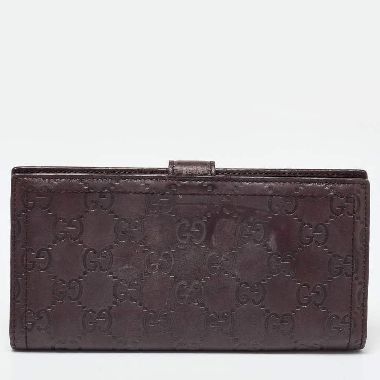 Pre Owned Gucci Brown Guccissima Leather Hysteria Continental Wallet
