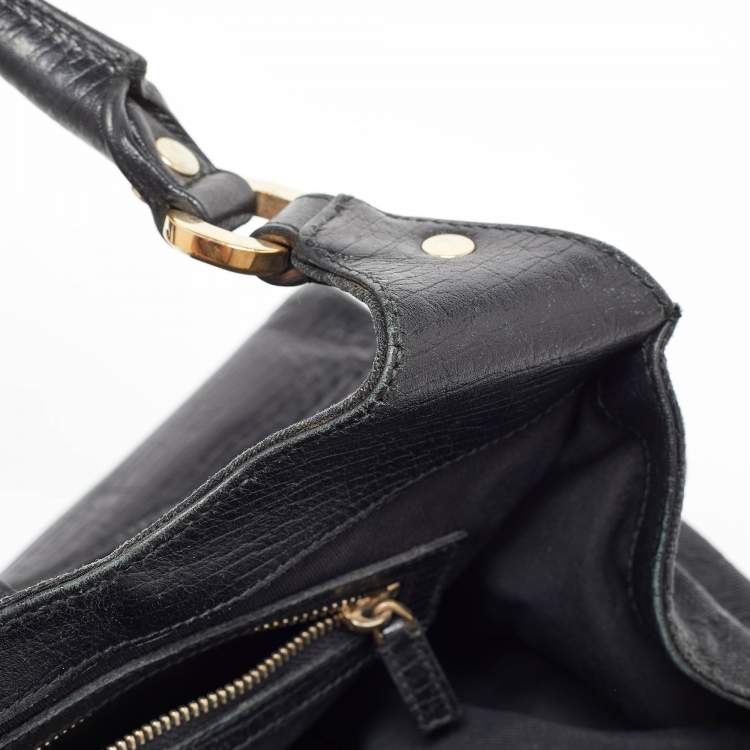 Pre Owned Gucci Black GG Canvas and Leather Junco Shoulder Bag