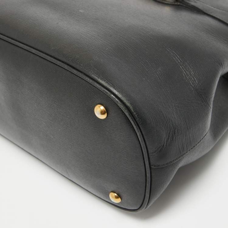Pre Owned Gucci Black Leather Medium Bright Bit Tote