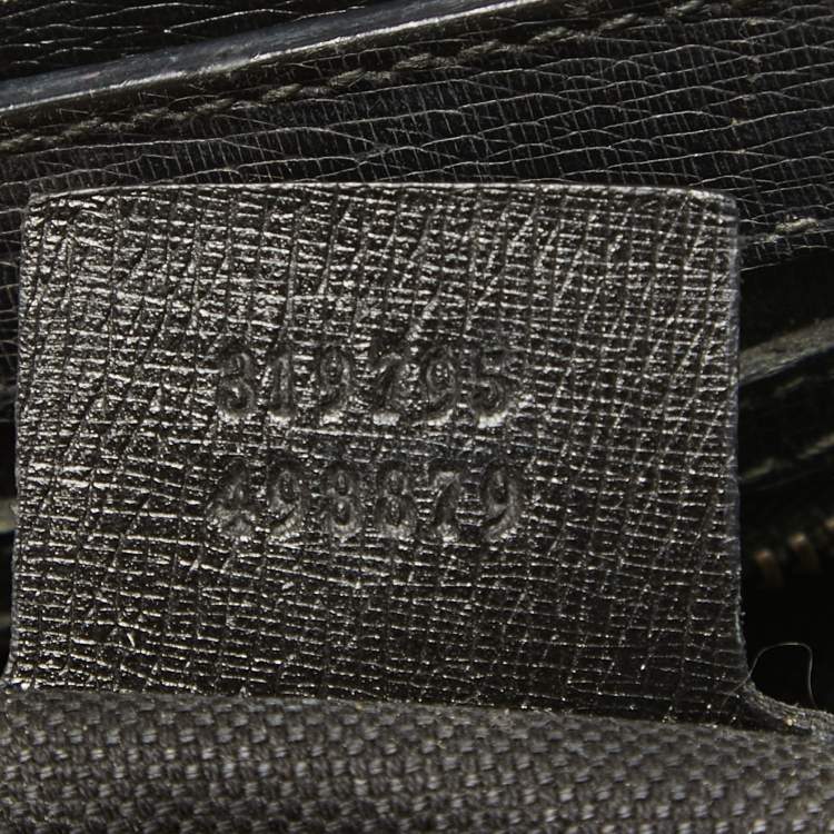 Pre Owned Gucci Black Leather Medium Bright Bit Tote
