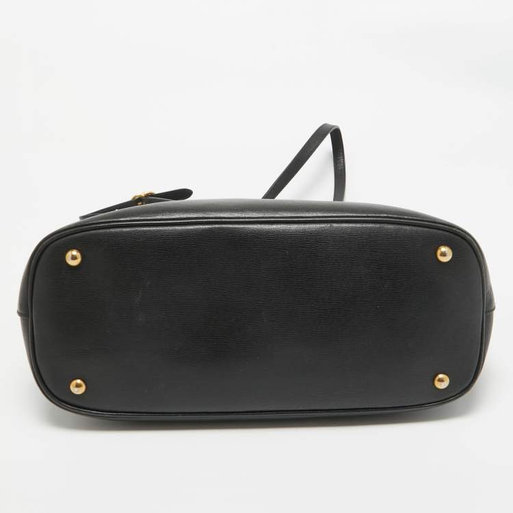 Pre Owned Gucci Black Leather Medium Bright Bit Tote