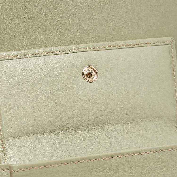 Pre Owned Gucci Beige/Green Supreme Canvas and Patent Leather Trifold Compact Wallet