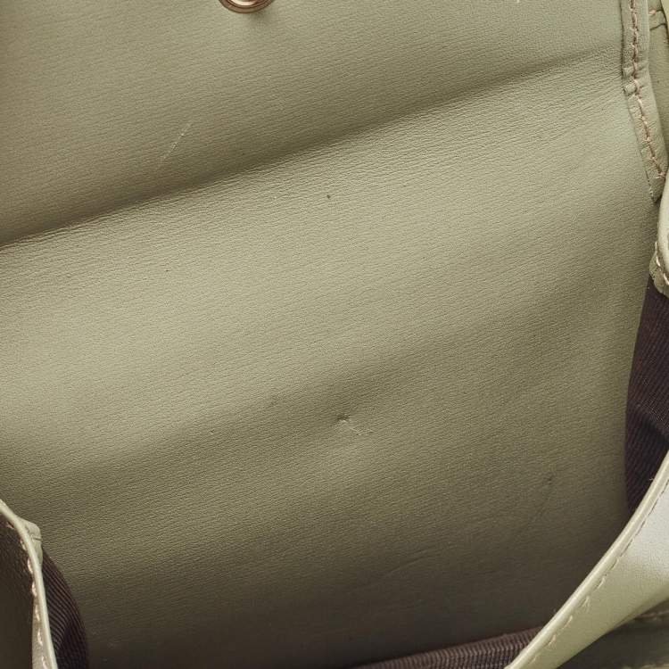 Pre Owned Gucci Beige/Green Supreme Canvas and Patent Leather Trifold Compact Wallet