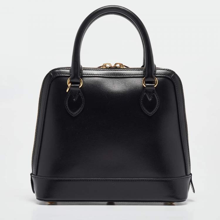 Pre Owned Gucci Black Leather Small Horsebit 1955 Top Handle Bag