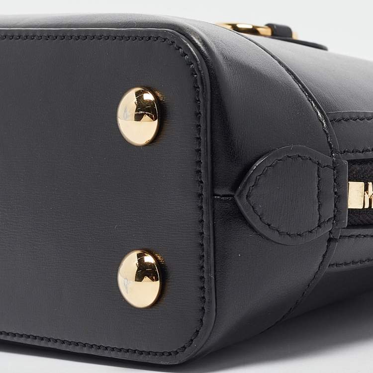 Pre Owned Gucci Black Leather Small Horsebit 1955 Top Handle Bag