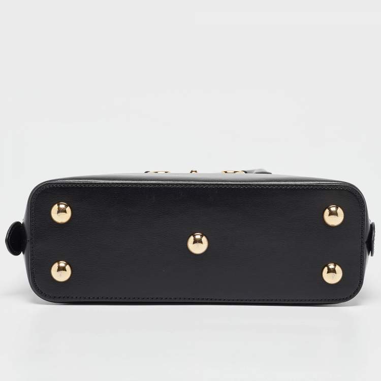 Pre Owned Gucci Black Leather Small Horsebit 1955 Top Handle Bag