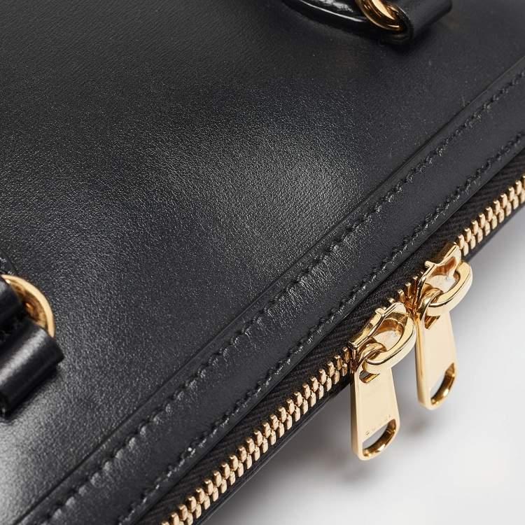 Pre Owned Gucci Black Leather Small Horsebit 1955 Top Handle Bag