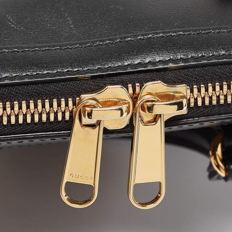Pre Owned Gucci Black Leather Small Horsebit 1955 Top Handle Bag