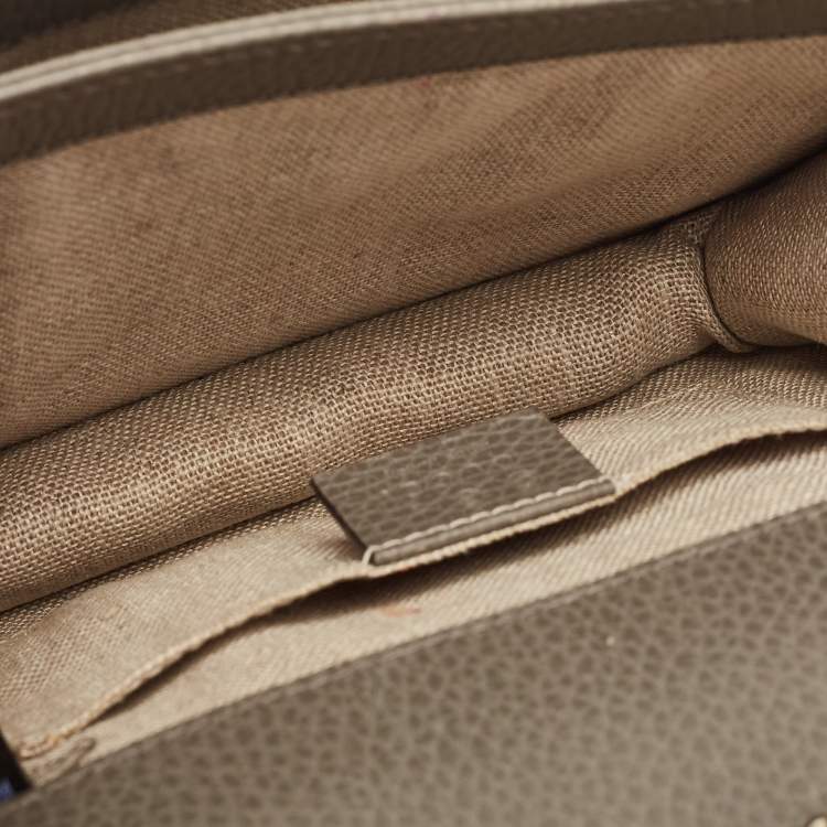 Pre Owned Gucci Grey Leather Small Dollar Interlocking G Crossbody Bag