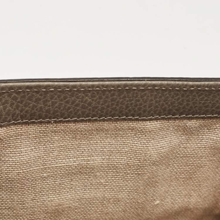 Pre Owned Gucci Grey Leather Small Dollar Interlocking G Crossbody Bag