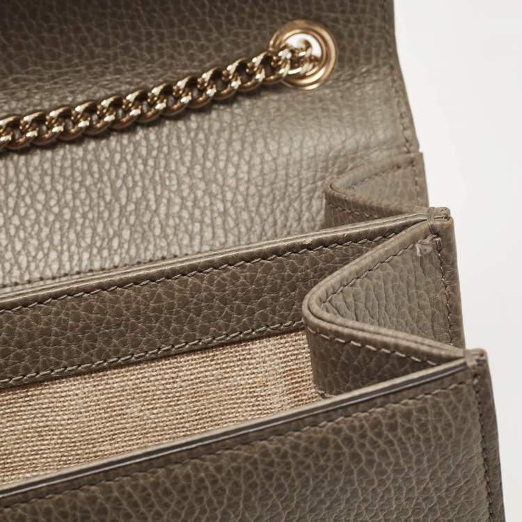 Pre Owned Gucci Grey Leather Small Dollar Interlocking G Crossbody Bag