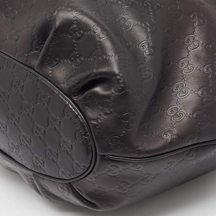 Pre Owned Gucci Black Guccissima Leather Medium Pelham Hobo