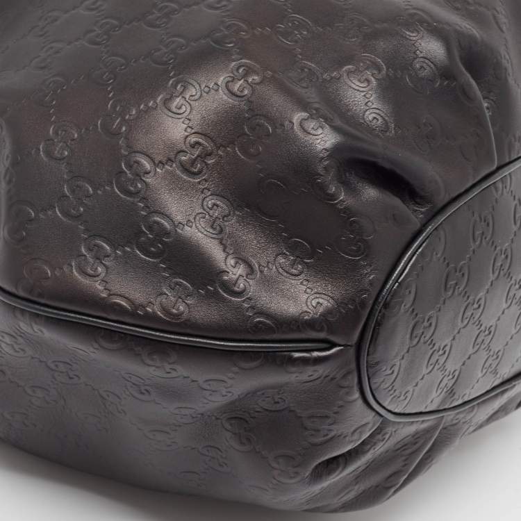 Pre Owned Gucci Black Guccissima Leather Medium Pelham Hobo