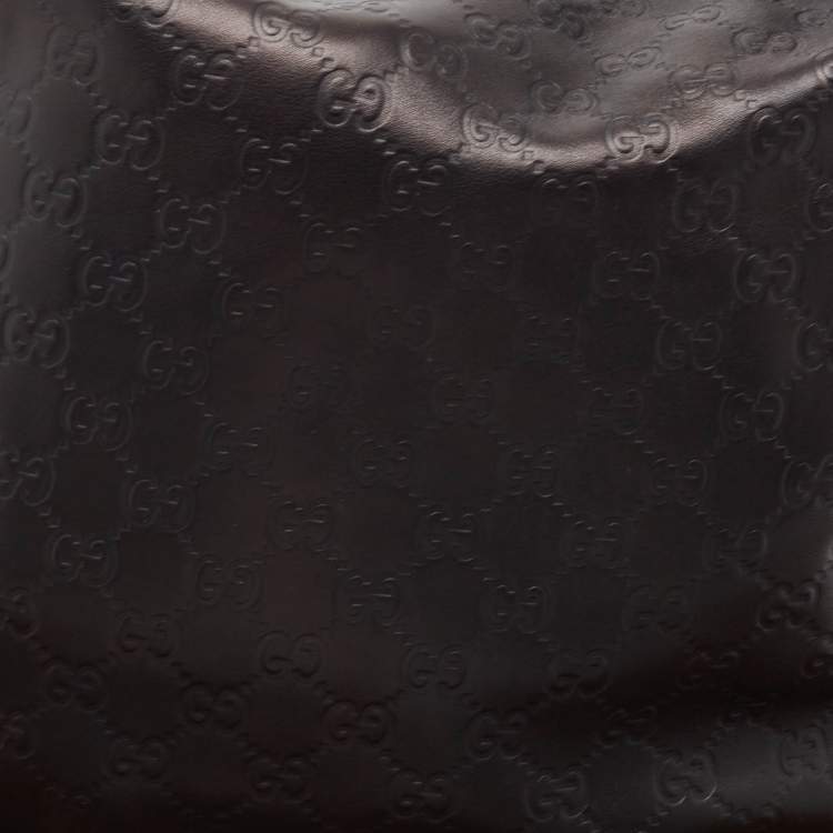 Pre Owned Gucci Black Guccissima Leather Medium Pelham Hobo