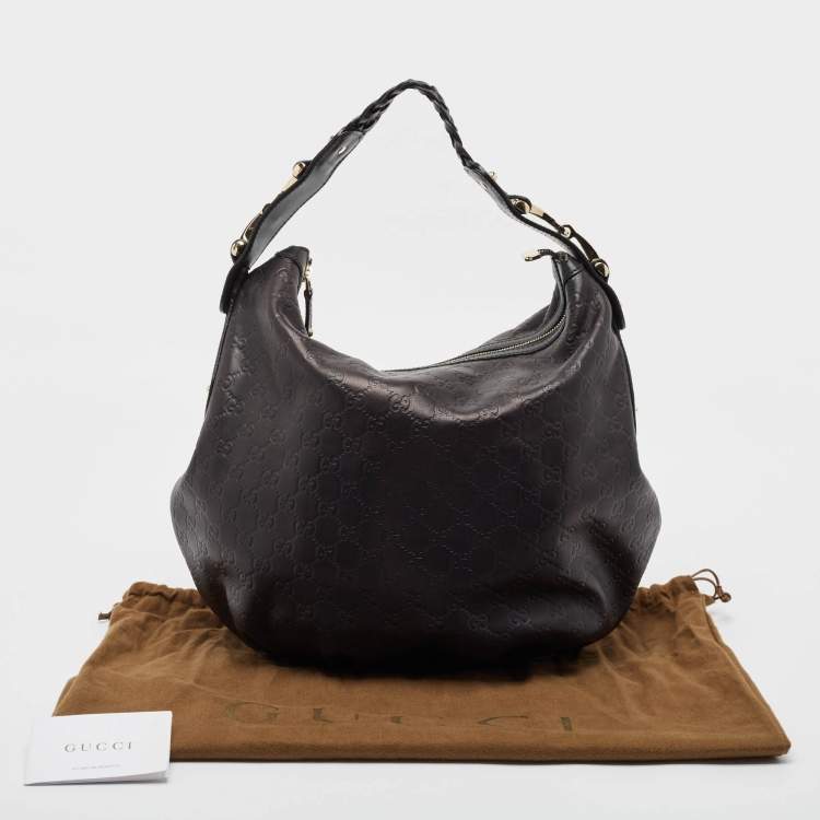 Pre Owned Gucci Black Guccissima Leather Medium Pelham Hobo