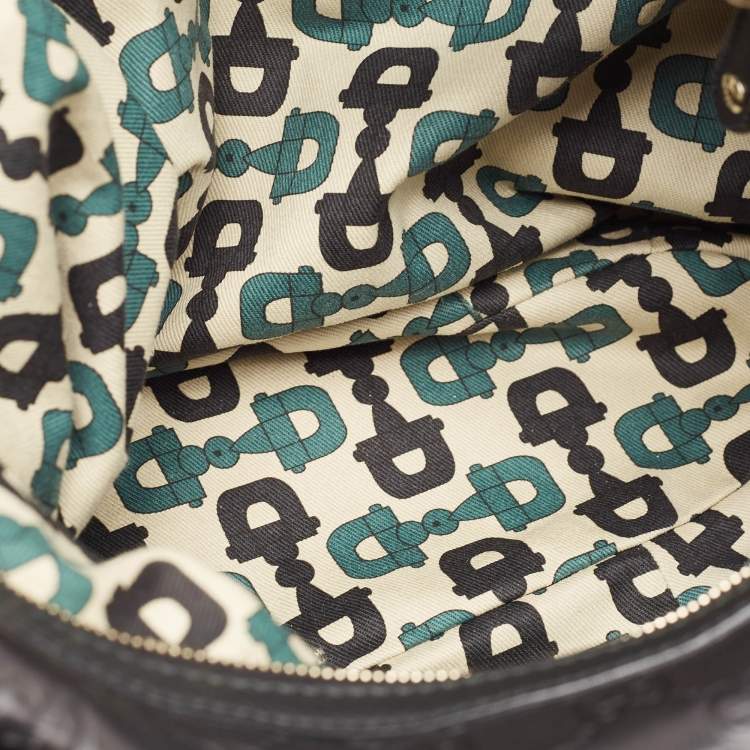 Pre Owned Gucci Black Guccissima Leather Medium Pelham Hobo