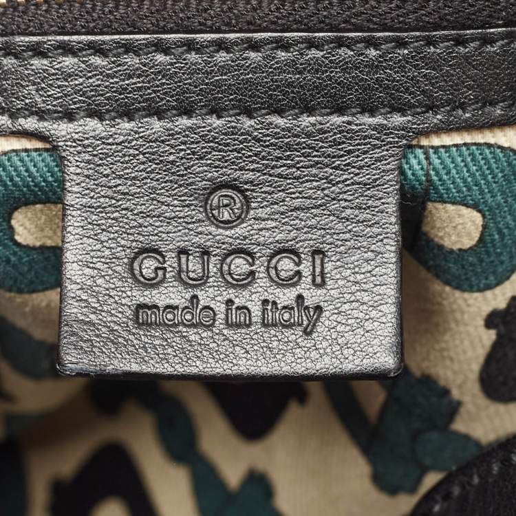 Pre Owned Gucci Black Guccissima Leather Medium Pelham Hobo