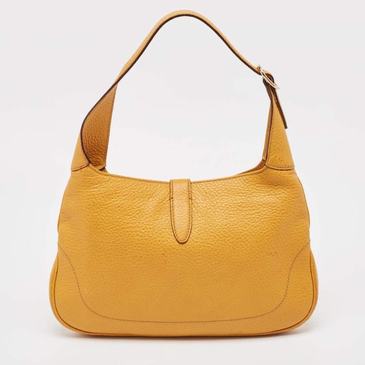 Pre Owned Gucci Yellow Leather Jackie Hobo
