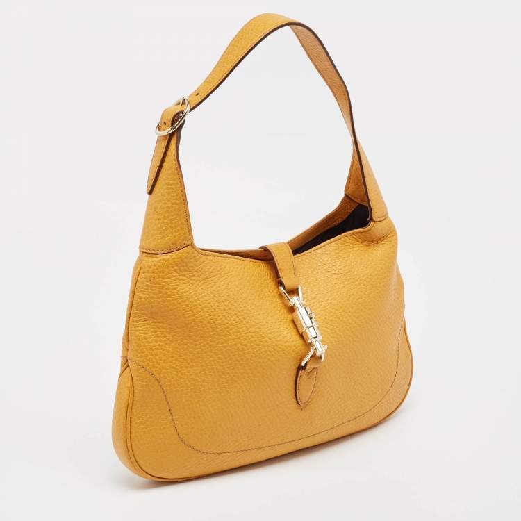 Pre Owned Gucci Yellow Leather Jackie Hobo