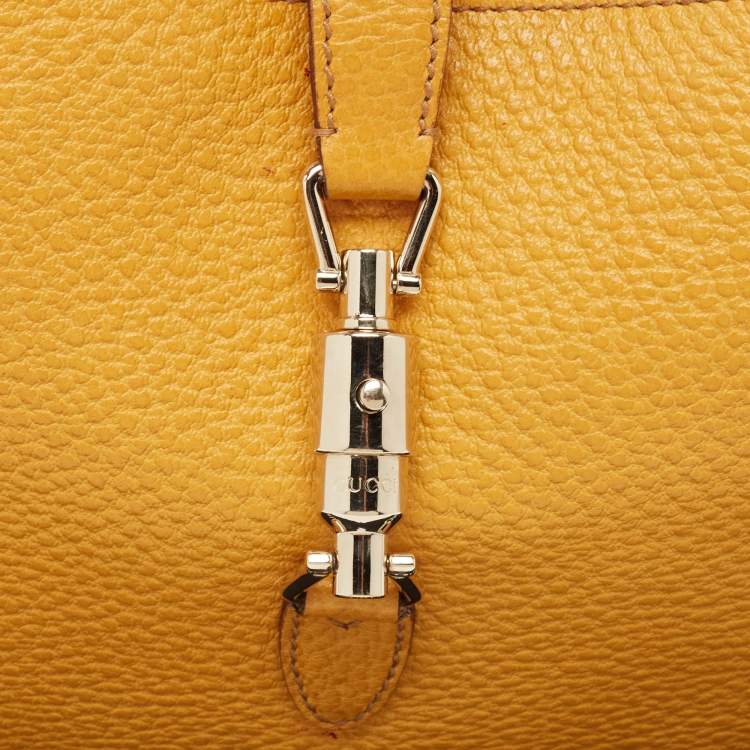 Pre Owned Gucci Yellow Leather Jackie Hobo