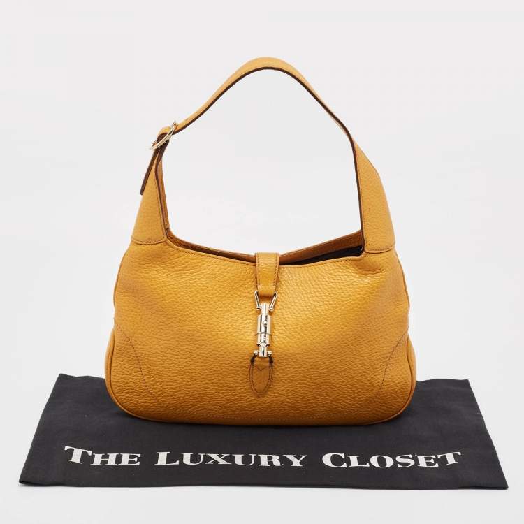 Pre Owned Gucci Yellow Leather Jackie Hobo