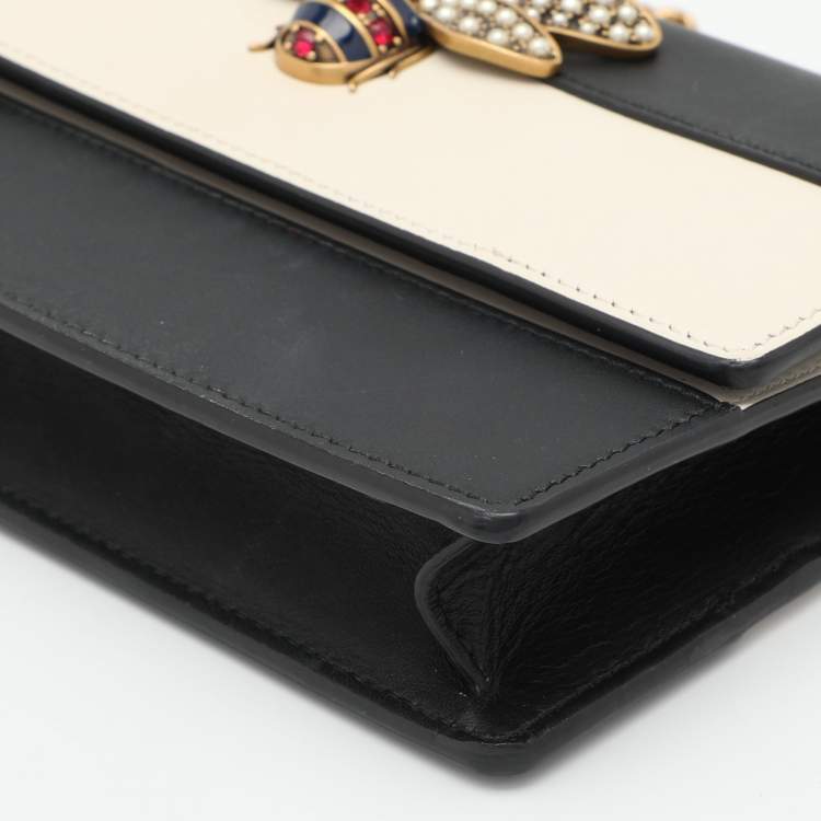Pre Owned Gucci Black/White Leather Queen Margaret Wallet On Chain