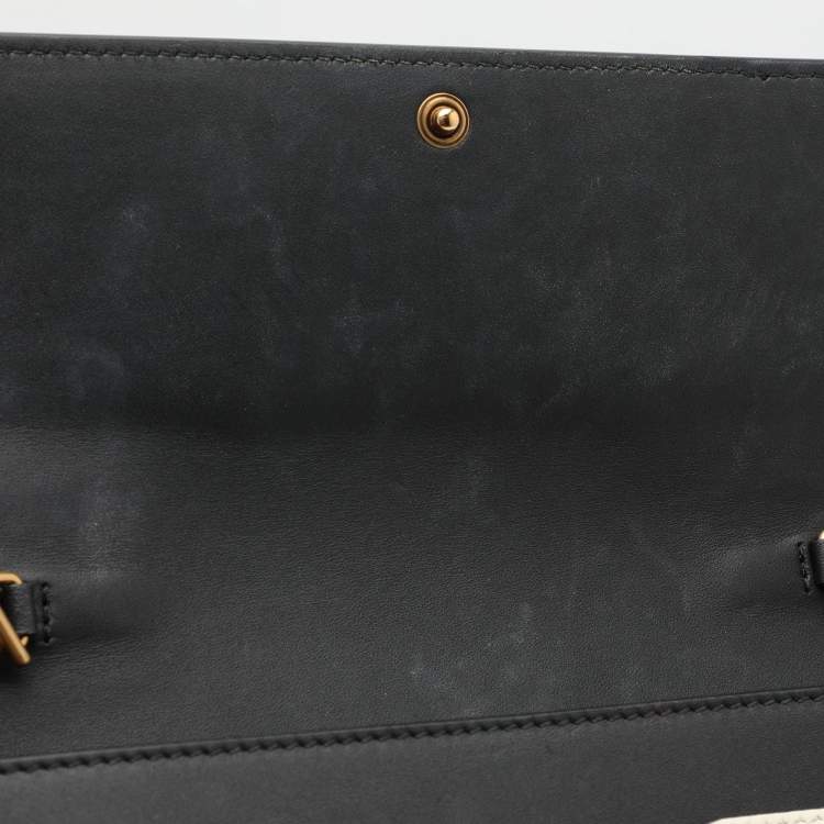 Pre Owned Gucci Black/White Leather Queen Margaret Wallet On Chain
