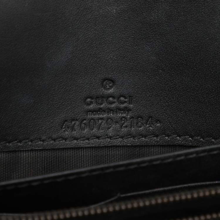 Pre Owned Gucci Black/White Leather Queen Margaret Wallet On Chain