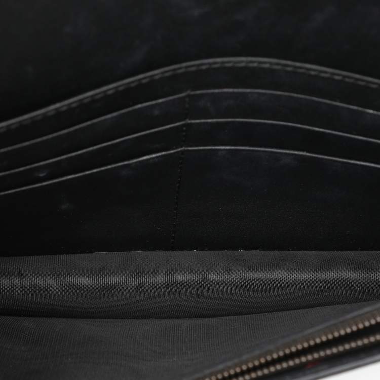 Pre Owned Gucci Black/White Leather Queen Margaret Wallet On Chain