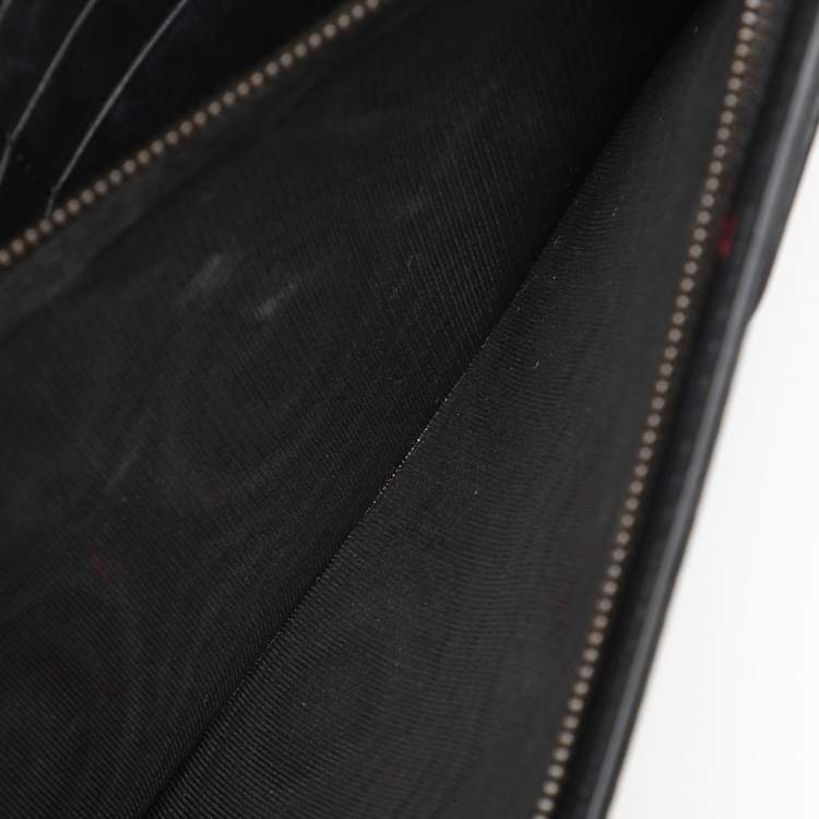 Pre Owned Gucci Black/White Leather Queen Margaret Wallet On Chain