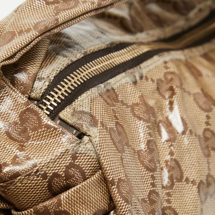 Pre Owned Gucci Beige GG Crystal Canvas Hysteria Hobo