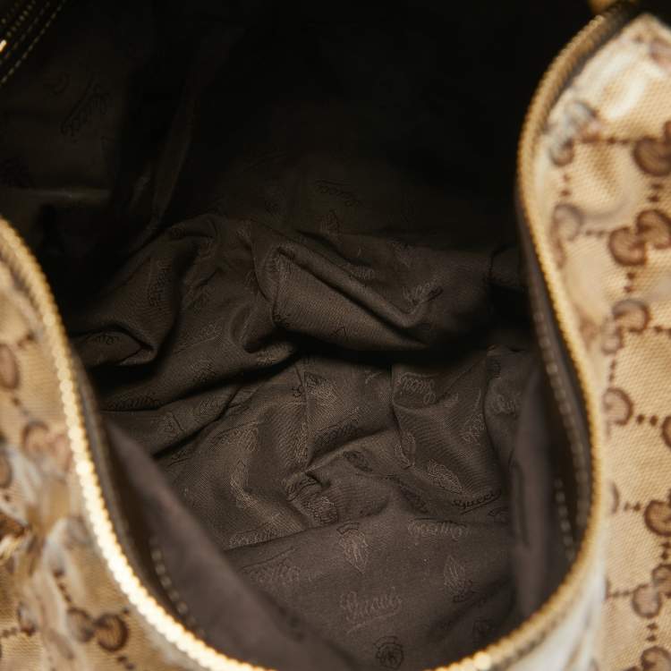 Pre Owned Gucci Beige GG Crystal Canvas Hysteria Hobo