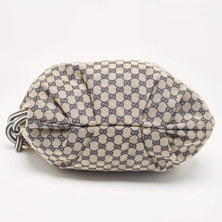 Pre Owned Gucci Red/Blue GG Canvas and Leather Acapulco Hobo
