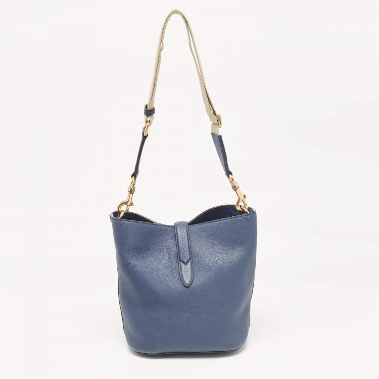 Pre Owned Gucci Navy Blue Leather Small Jackie Bucket Bag