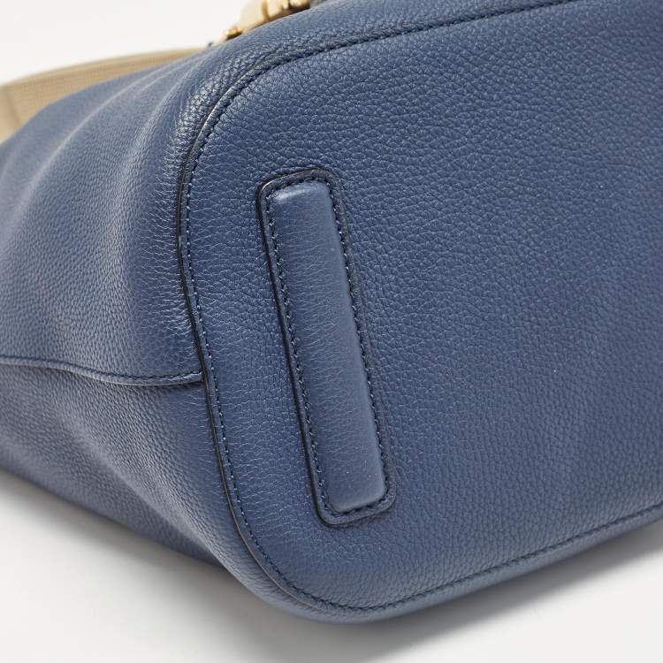 Pre Owned Gucci Navy Blue Leather Small Jackie Bucket Bag