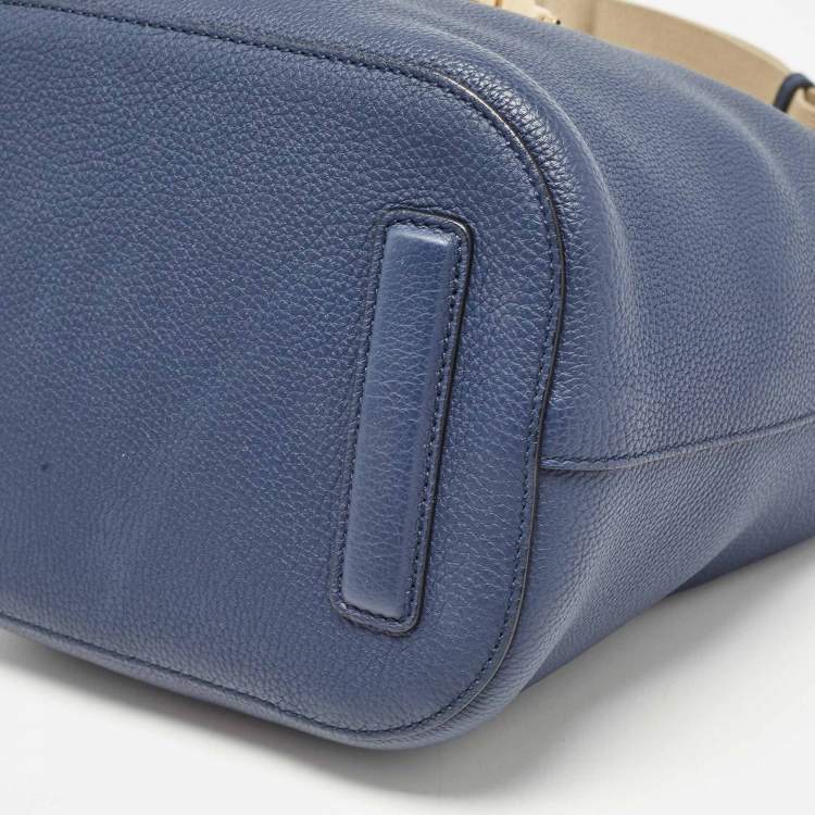 Pre Owned Gucci Navy Blue Leather Small Jackie Bucket Bag