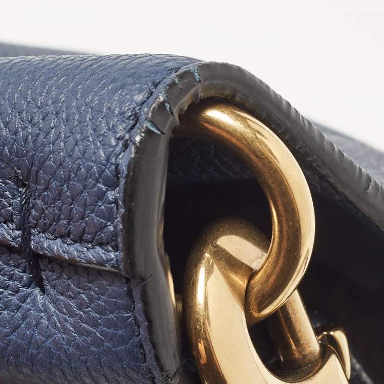 Pre Owned Gucci Navy Blue Leather Small Jackie Bucket Bag